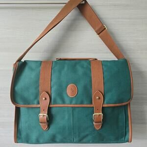 Ralph Lauren POLO Vintage Canvas Bag Green Messenger Courier Satchel Retro Y2K